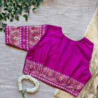 Magenta Patola Sleeves Readymade Blouse | Godhuli
