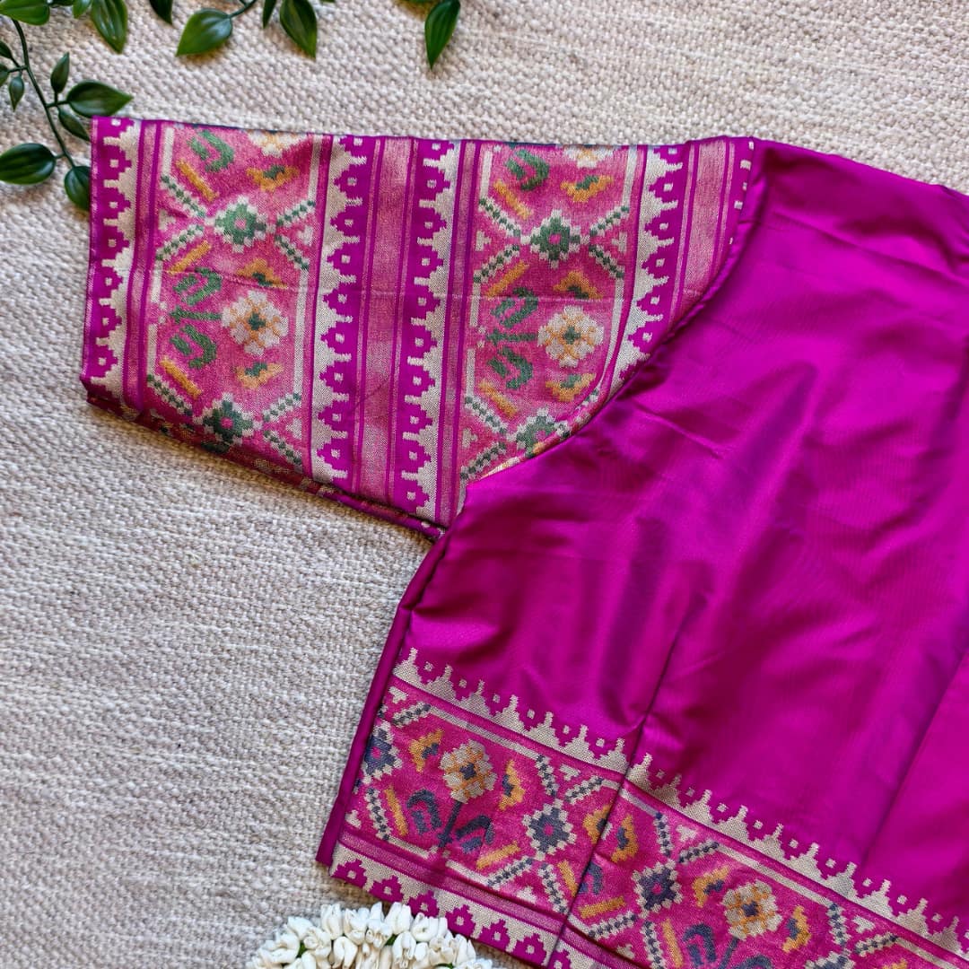 Magenta Patola Sleeves Readymade Blouse | Godhuli