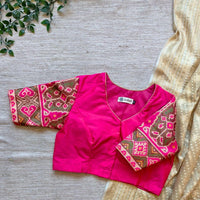 Rani Pink Patola Sleeves Readymade Blouse | Godhuli