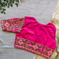Rani Pink Patola Sleeves Readymade Blouse | Godhuli