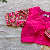 Rani Pink Patola Sleeves Readymade Blouse | Godhuli