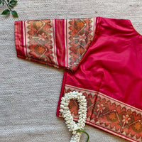 Cherry Red Patola Sleeves Readymade Blouse | Godhuli