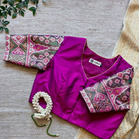 Magenta Pink Patola Sleeves Readymade Blouse | Godhuli