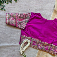 Magenta Pink Patola Sleeves Readymade Blouse | Godhuli
