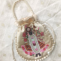 Buy Beige Colour Shreenathji Potli Bag | Godhuli
