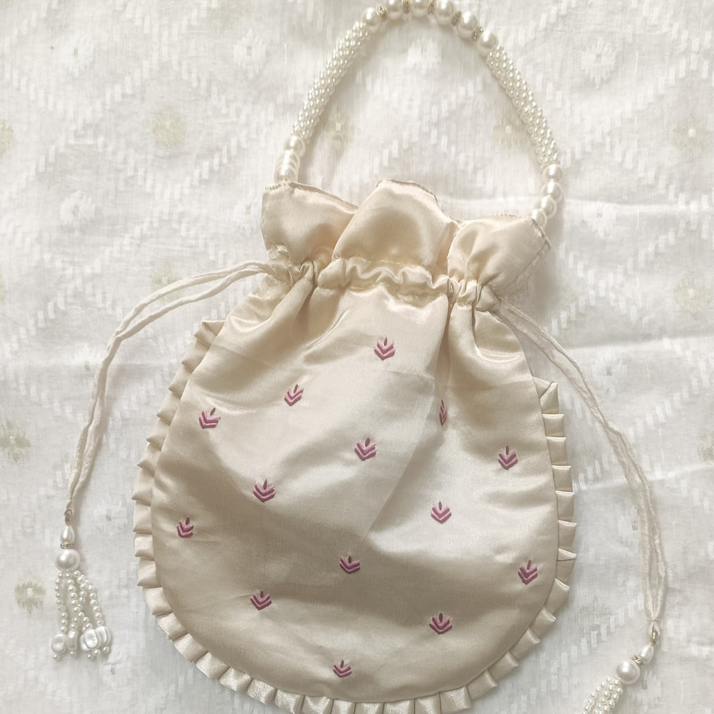 Buy Beige Colour Shreenathji Potli Bag | Godhuli
