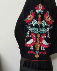 Black Embroidered Flex linen Cotton Readymade Blouse | Godhuli
