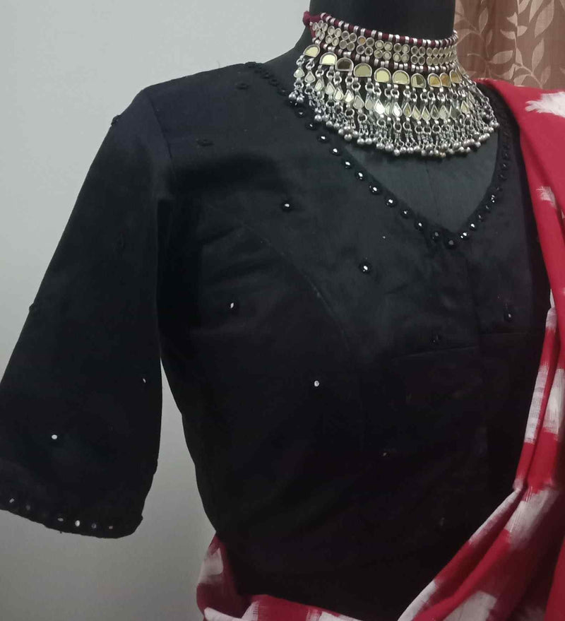 Black Mirror Work Readymade Blouse | Godhuli
