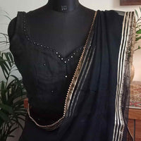 Black Mirrorwork Sleeveless Readymade Blouse | Godhuli