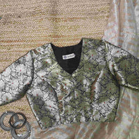 Black Banarasi Brocade Readymade Blouse | Godhuli