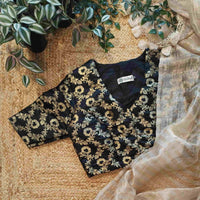 Black Floral Jaal Kimkhab Banarasi Brocade Readymade Blouse | Godhuli