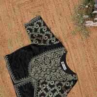 Black Gaji Silk Aari Work Readymade Blouse | Godhuli