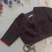 Black Handwoven Daani Gaji Silk Readymade Blouse | Godhuli