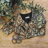 Black Kimkhab Banarasi Brocade Readymade Blouse | Godhuli