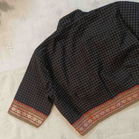 Black Olive Two Tone Checkered Readymade Blouse | Godhuli