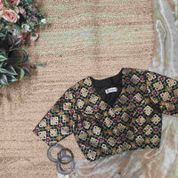 Black Patola Motif Banarasi Brocade Readymade Blouse | Godhuli