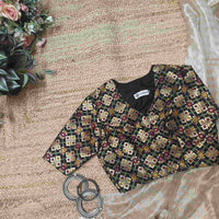 Black Patola Motif Banarasi Brocade Readymade Blouse | Godhuli