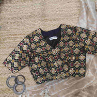 Black Patola Motif Banarasi Brocade Readymade Blouse | Godhuli