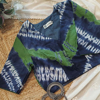 Blue Green Shibori Readymade Blouse | Godhuli