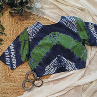 Blue Green Shibori Readymade Blouse | Godhuli