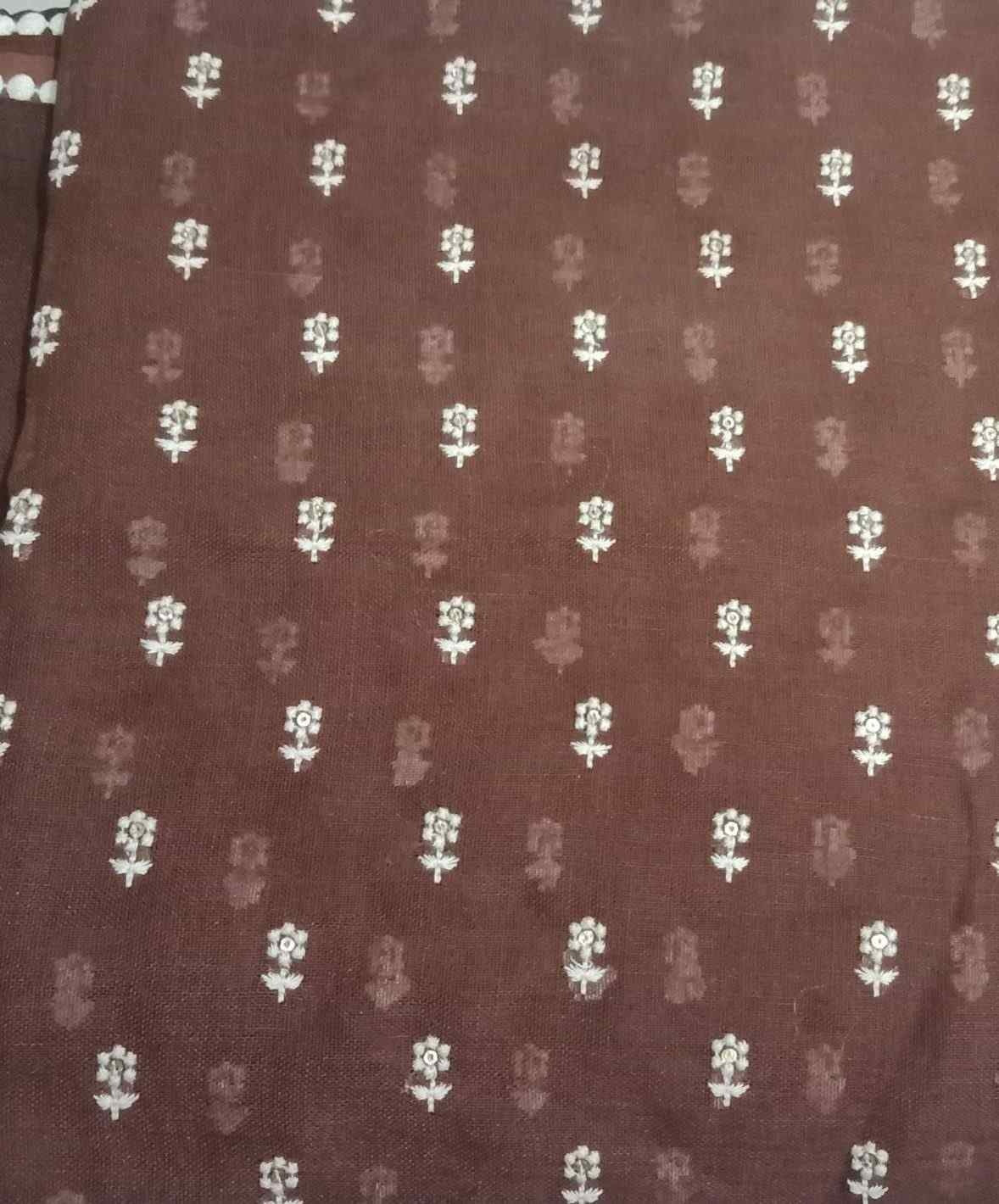 Buy Caramel Brown Embroidered Linen Saree | Godhuli
