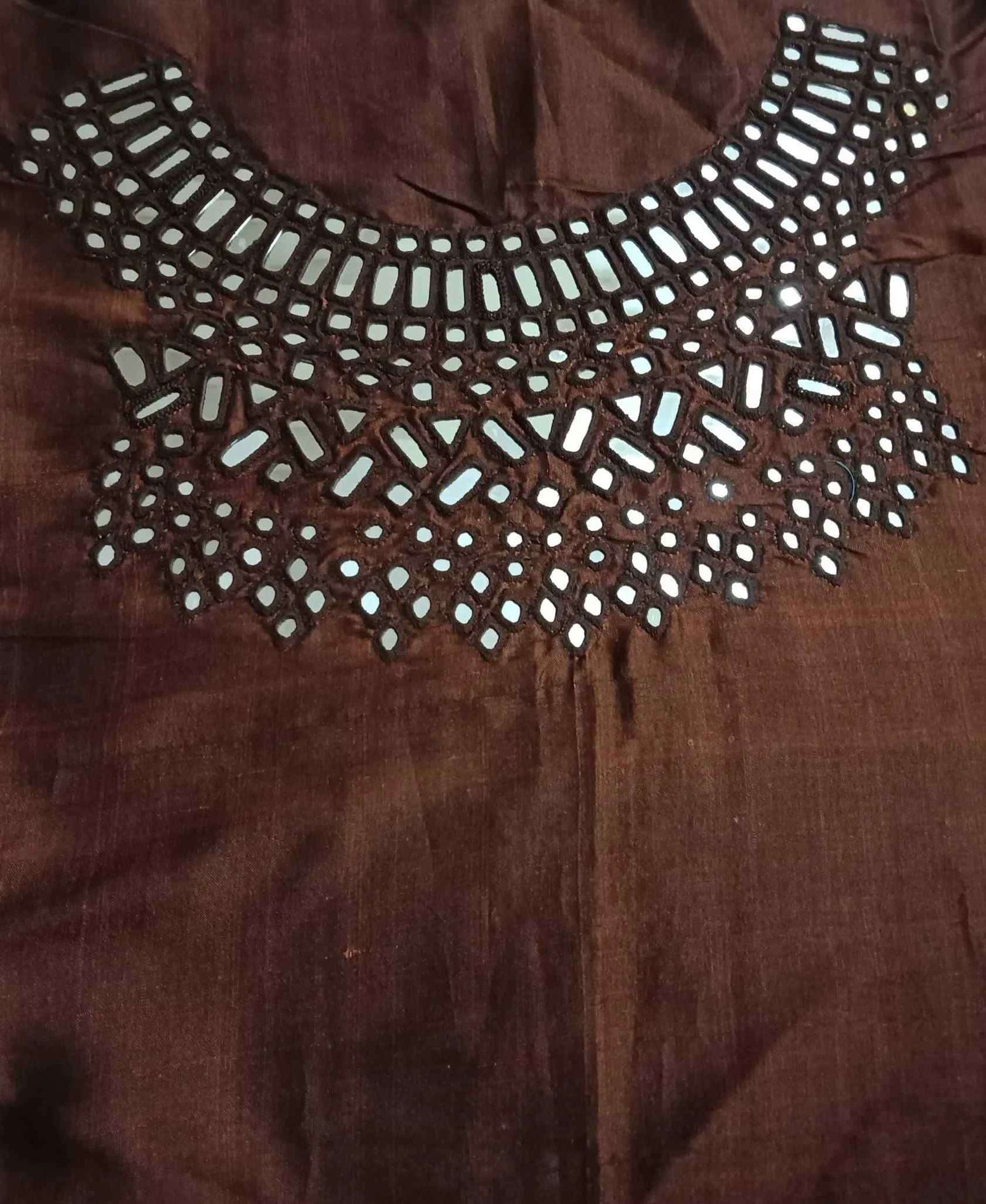 Buy Coffee Brown Real Mirrorwork Blouse | Godhuli