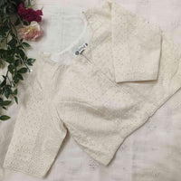 Cut-work Embroidered Readymade Blouse with Front Slit | Godhuli