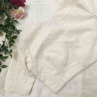 Cut-work Embroidered Readymade Blouse with Front Slit | Godhuli