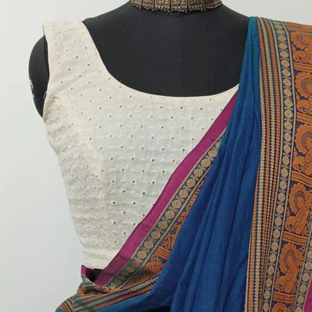 Cut-work Embroidered Sleeveless Readymade Blouse | Godhuli