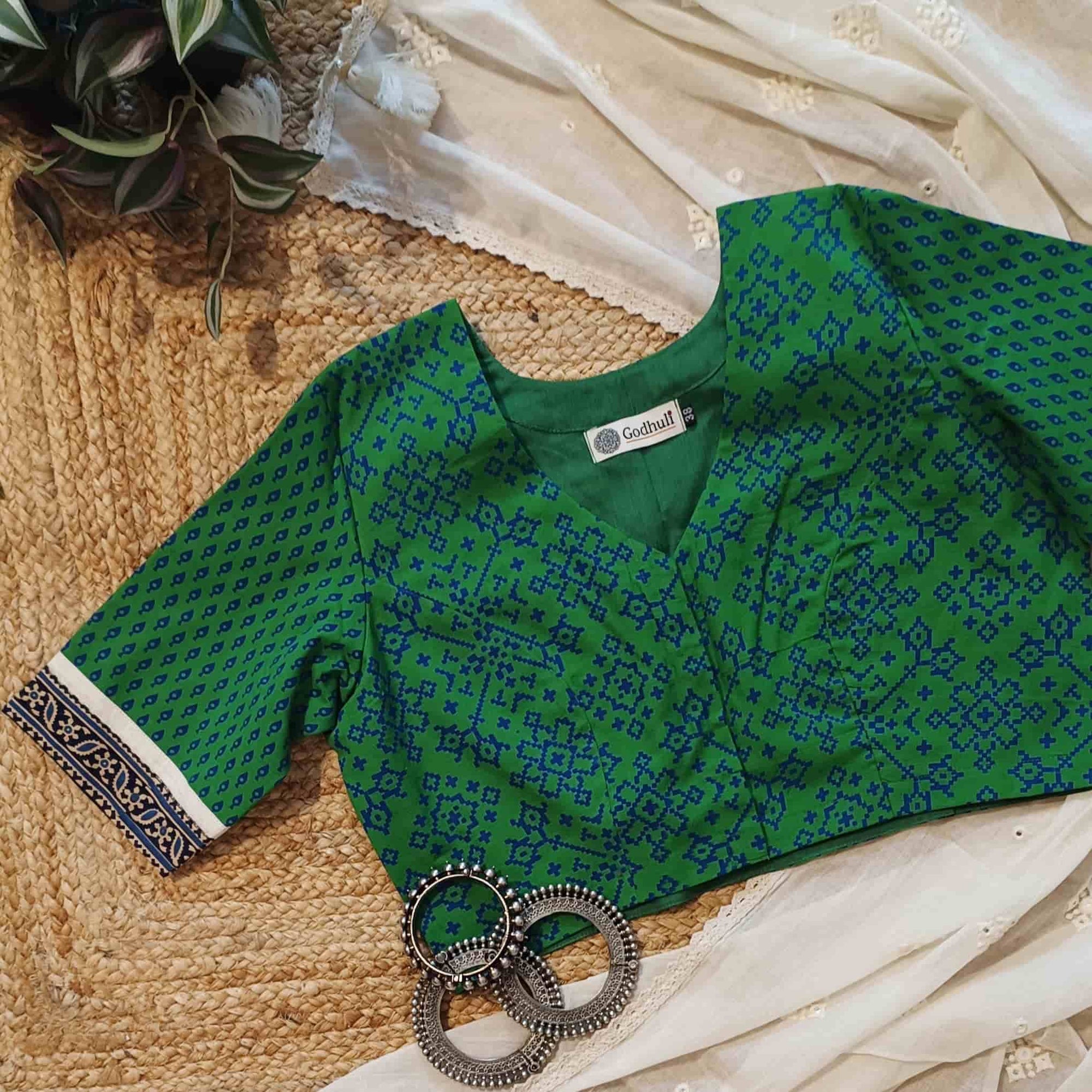 Forest Green Gamathi Readymade Blouse | Godhuli