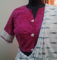 Fuschia Brush Print Readymade Blouse | Godhuli