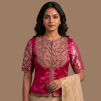 Rani Gaji Silk Aari Work Readymade Blouse | Godhuli