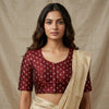 Maroon Zari Work Silk Readymade Blouse | Godhuli
