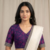 Magenta-Navy Blue Gamathi Readymade Blouse | Godhuli