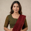 Dark Green Ajrakh Cotton Readymade Blouse | Godhuli