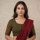 Dark Green Ajrakh Cotton Readymade Blouse | Godhuli