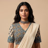 Beige Ajrakh Mughal Print Cotton Readymade Blouse | Godhuli
