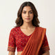Red Ikat Print Gamathi Cotton Readymade Blouse | Godhuli