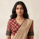 Maroon Dabu Print Readymade Blouse with Maroon Patchwork Sleeves | Godhuli
