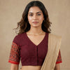 Maroon Orange Dotted Gamathi Readymade Blouse | Godhuli