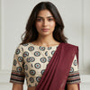 Buy Cream Ajrakh Blouse with Chakra Print | Godhuli