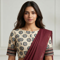 Buy Cream Ajrakh Blouse with Chakra Print | Godhuli