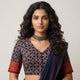 Black Mauve Mughal Print Ajrakh Readymade Blouse | Godhuli