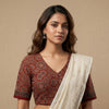 Maroon Ajrakh Readymade Blouse with Sleeves | Godhuli