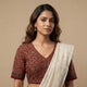 Maroon Ajrakh Readymade Blouse with Sleeves | Godhuli
