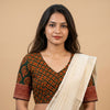 Dark Green Red Ajrakh Cotton Readymade Blouse | Godhuli