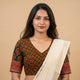 Dark Green Red Ajrakh Cotton Readymade Blouse | Godhuli