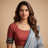 Red Ajrakh Cotton Designer Readymade Blouse | Godhuli