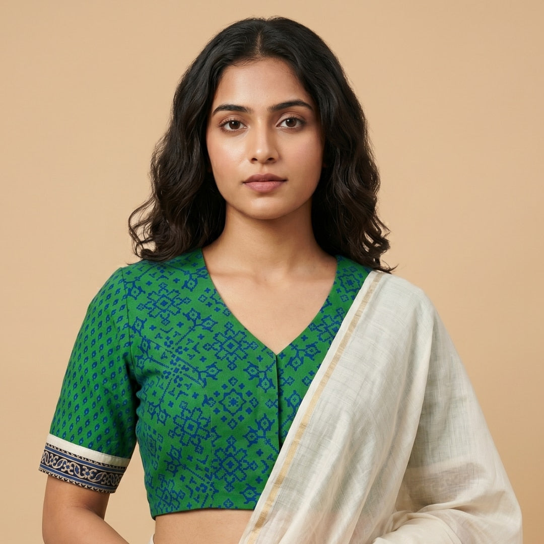 Forest Green Gamathi Readymade Blouse | Godhuli