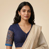 Navy Blue Dotted Gamathi Readymade Blouse | Godhuli